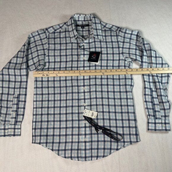 Brooks Brothers Shirt Mens Large White Blue Plaid 100% Irish Linen NWT - Picture 6 of 11